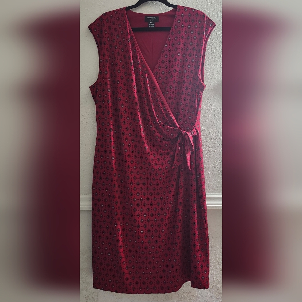 Liz Claiborne Red Asymmetrical Wrap Dress